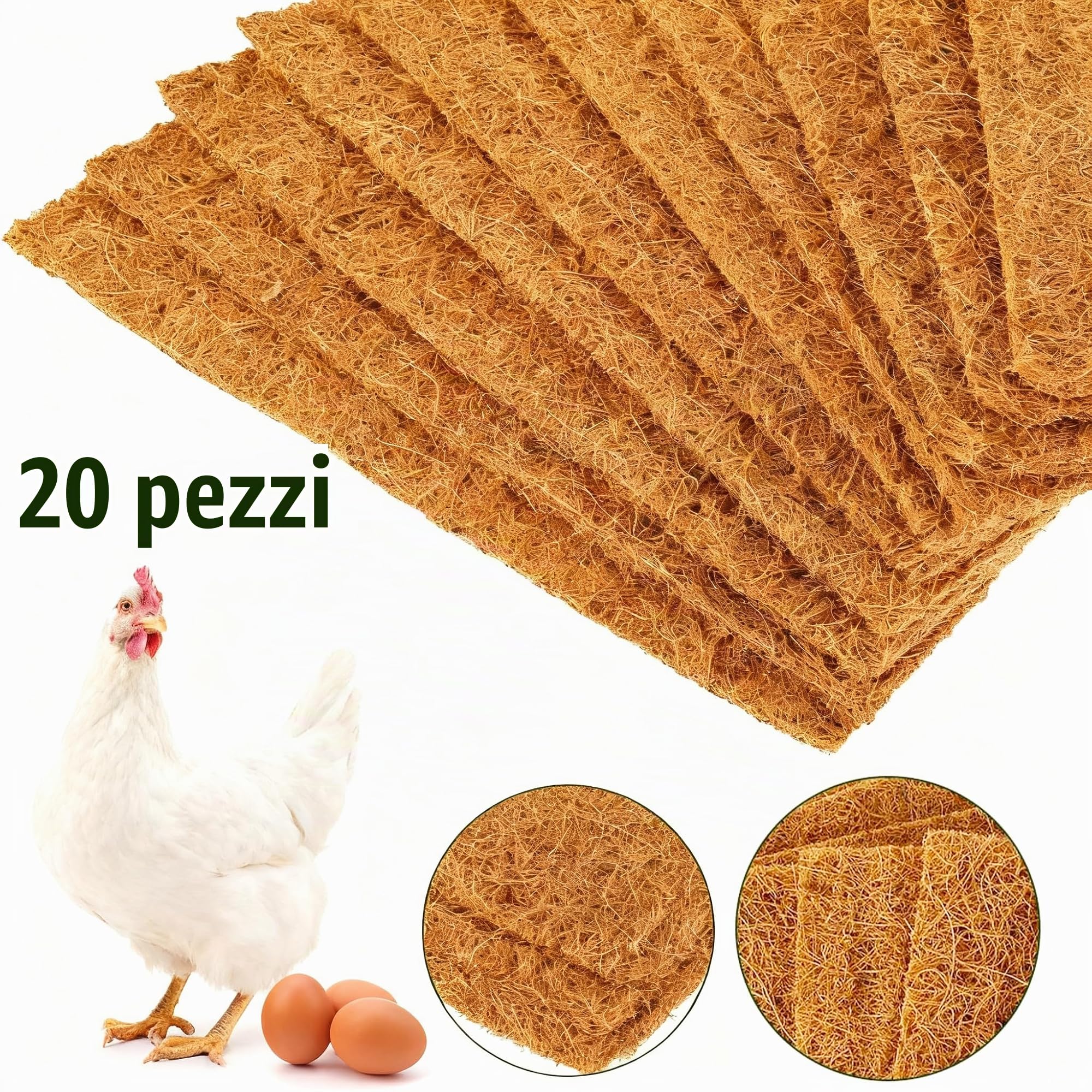 20 Pezzi Nido per La Deposizione Delle Uova, Lettiera per Polli 33 x 33cm, Tappetini per Pollaio, Cuscinetti per Nidificazione per Pollo, Tappetino per Il Nido di Gallina Riutilizzabile