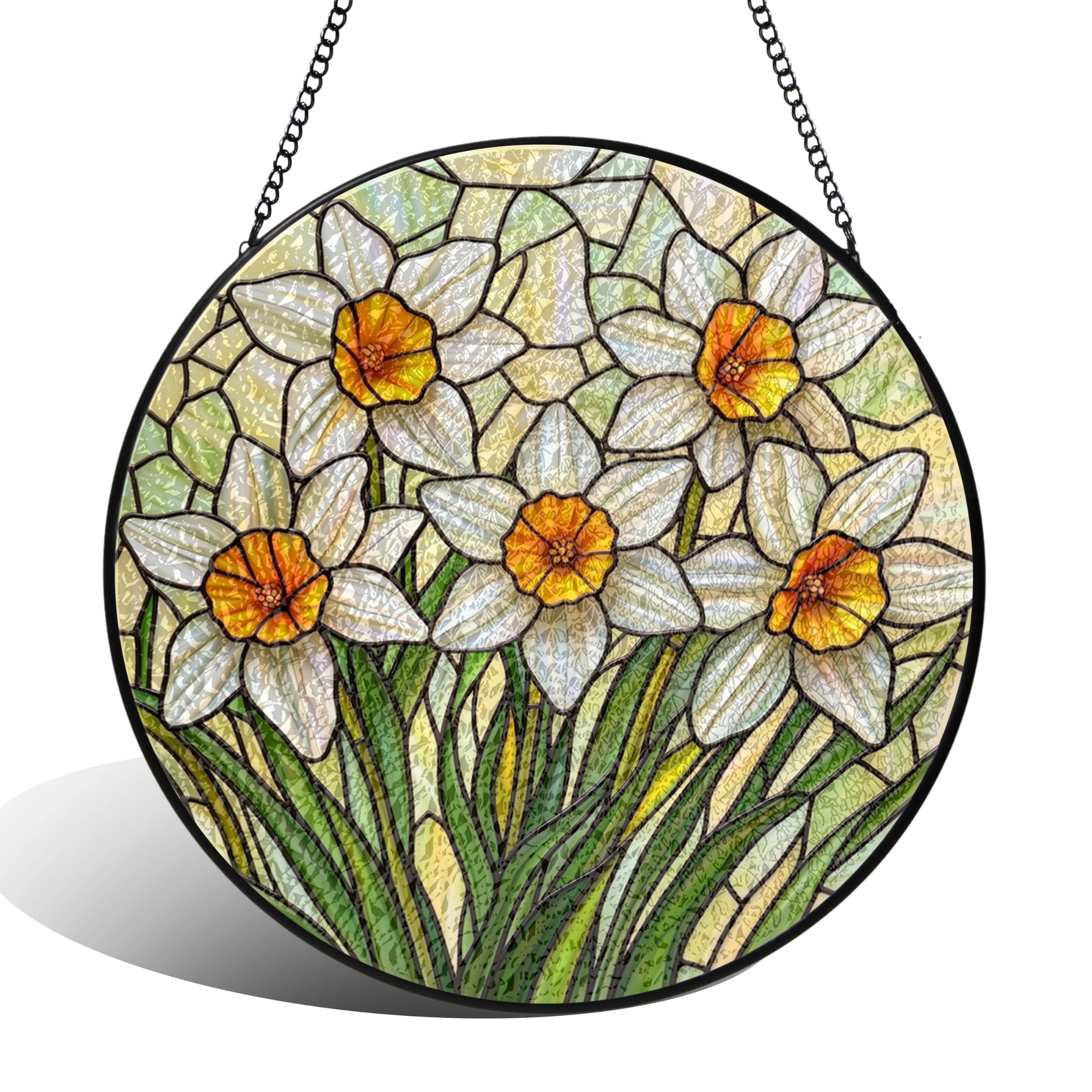 Attrape-soleil jonquille blanche art mural floral jardin extérieur