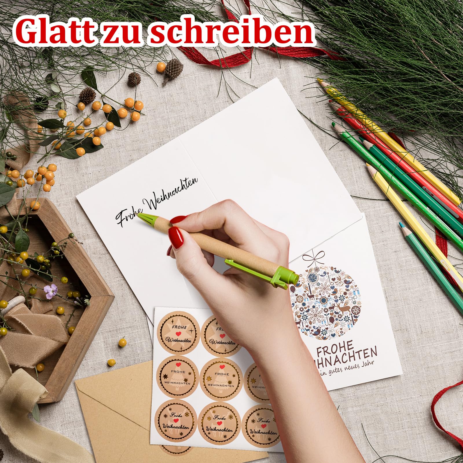 COCHIE Christmas Cards with Envelope Set, 20 Pieces Christmas Cards and 20 Pieces Kraft Paper Envelopes - Image 4
