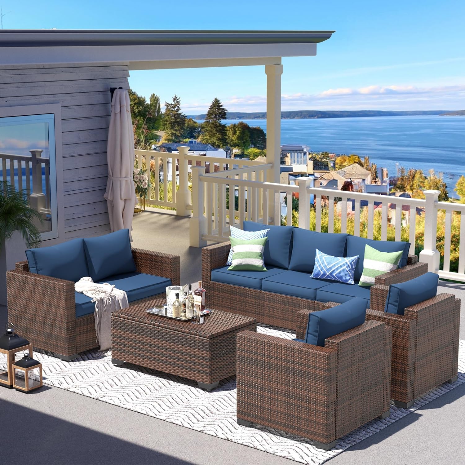 Amazon.com: Amopatio Outdoor Patio Furniture Set, 8 Pieces Outdoor ...
