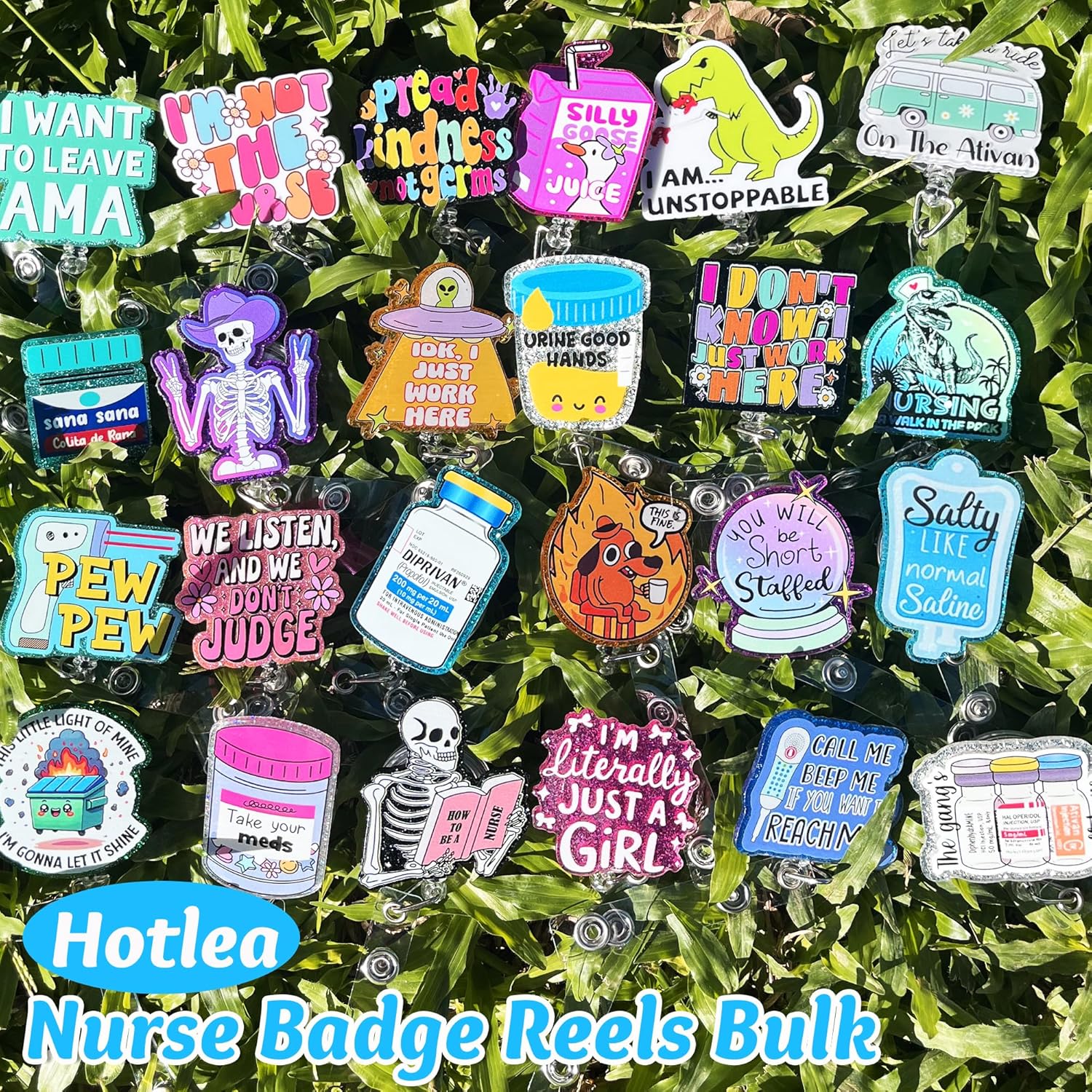 24 Pieces Nurse Badge Reels Decorative Retractable Badge Holders with Alligator Clip Teacher Medical Pharmacy RN LPN CNA MA Nurse Accessories Gifts