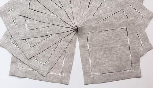 Miniatura 4 de Servilletas de cóctel de lino natural, juego de 50 posavasos de tela de lino, costura de dobladillo de escalera, paquete de 50 unidades