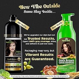 Herbishh Hair Color Shampoo - Magic Dye for Gray Hair, Lasting Color in Minutes - 500 Ml, 3-In-1, Ammonia-Free (Dark Brown)