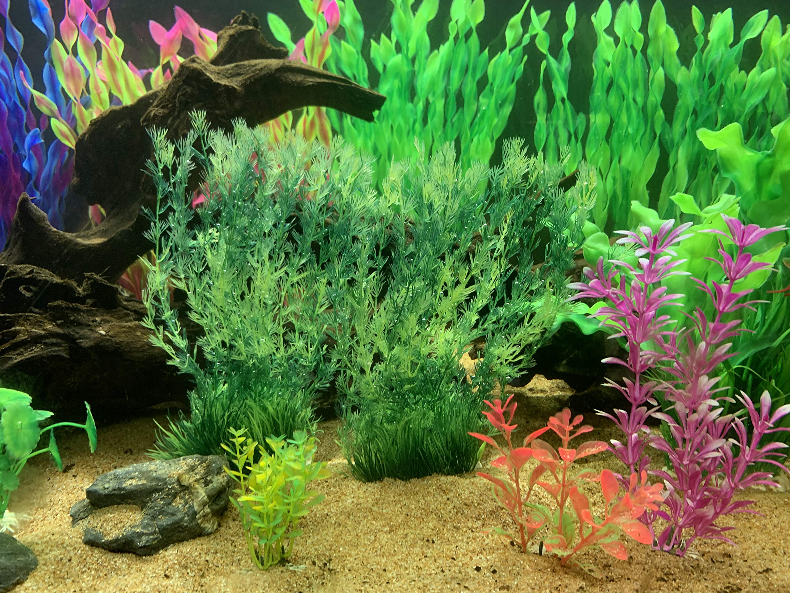 2 Pcs Artificial Aquarium Plants - Large Soft Plastic Water Plants For Fish Tanks, 20.5" Tall