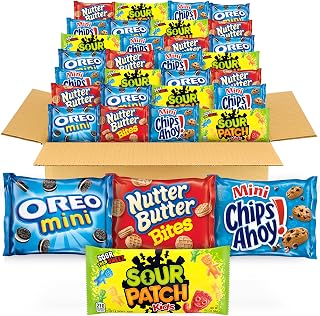 OREO Mini, CHIPS AHOY! Mini, SOUR PATCH KIDS & Nutter Butter Bites Variety Pack - 32 Nabisco Snack Packs