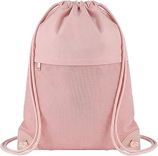 TILYMOL Drawstring Backpack Gym Bag - String Gym Bag for Men & Women, Lightweight Cinch Sports Sackpack for Beach, Travel, Yoga, Swimming, Pink