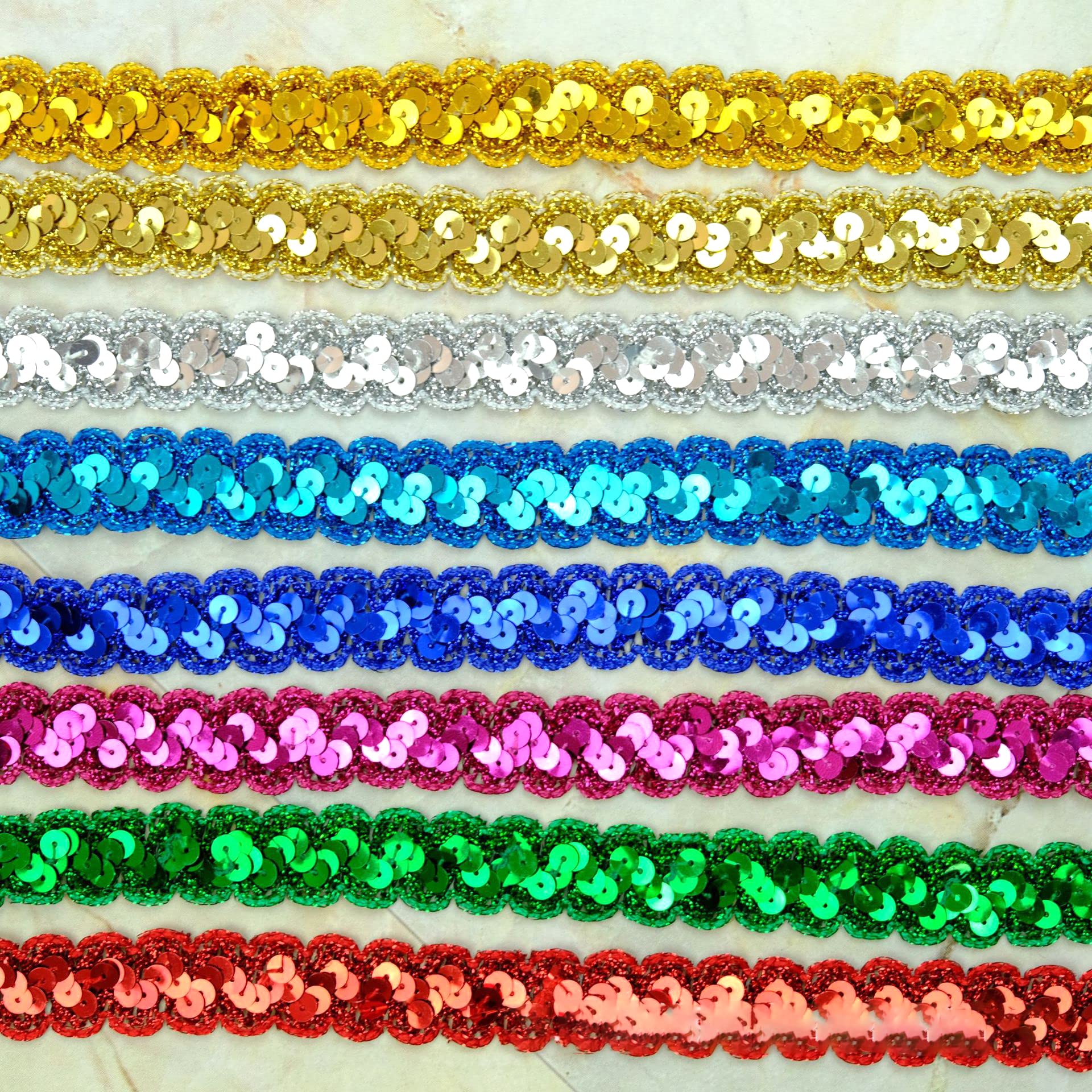 Ruban à Paillettes Élastique Argenté - 13 Mètres Pour Couture Et Décoration De Vêtements, Sacs, Artisanat