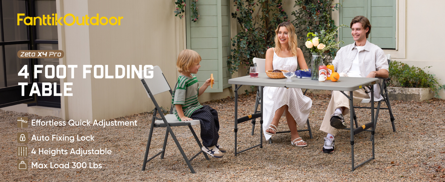 ID　217938　折テーブル Amazon.com: 4 ft Portable Folding Table, Idustrial Heavy-Duty