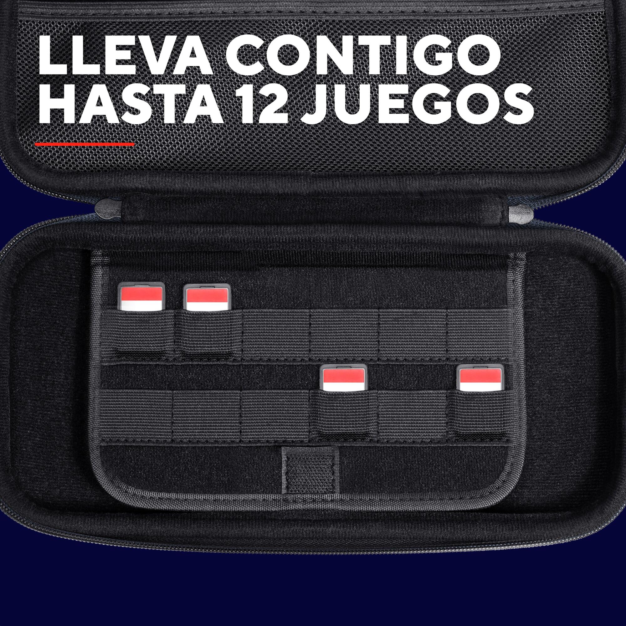 GXTrust 1251B Funda para Nintendo Switch 2, Funda Protectora Dura, Carcasa Estuche Rigido de Transporte para Consola y Accesorios, Bolsillo para 4 Joy-Cons y 12 Cartuchos de Juego, Azul