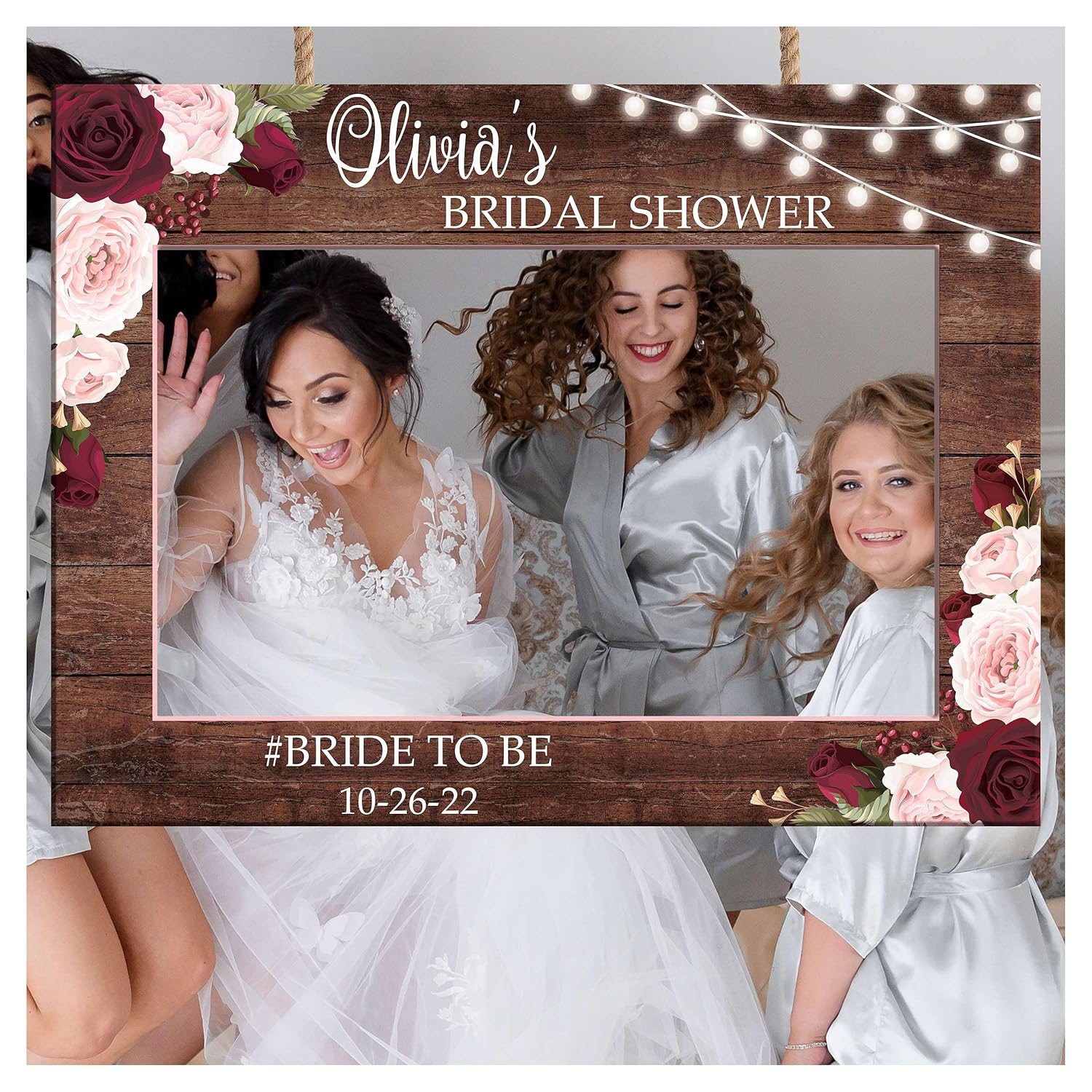 Rustic Bridal Shower Photo Booth, Bridal Shower Reception Selfie Station, Wooden