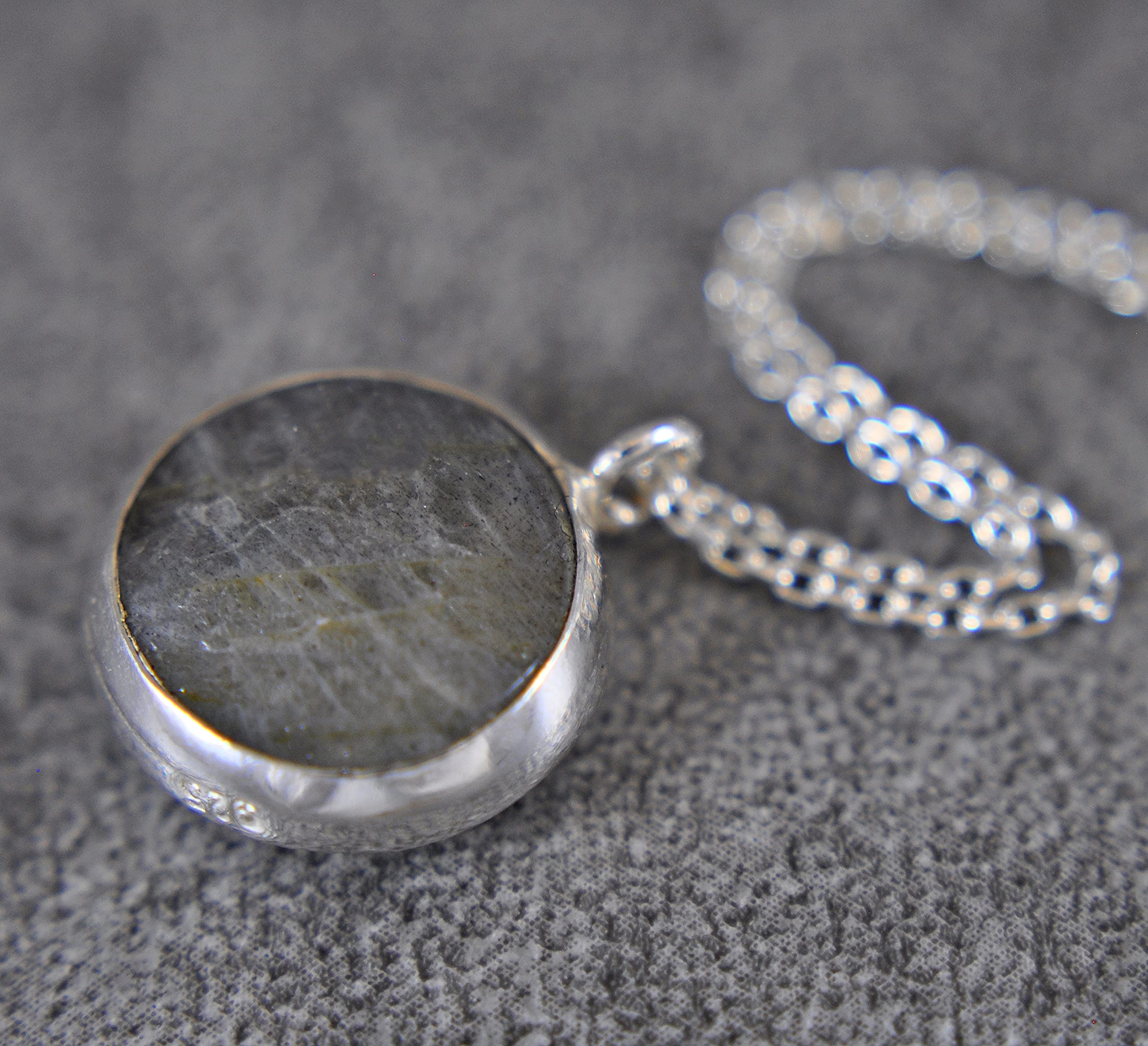Labradorit - 925 Sterling Silber - Heilstein - Kette - Grau - Rund - Halskette mit Anhänger - Damen - Geburtstag - Silberkette - Geschenk für Sie - Schmuck - Handmade