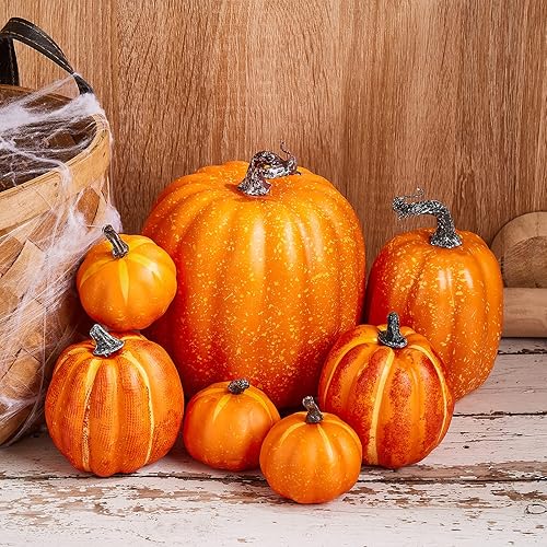 Miniatura 5 de 7 calabazas artificiales de todos los estilos, decoración de Halloween, estilo rural, granja, calabaza, temporada de cosecha, día de Acción de