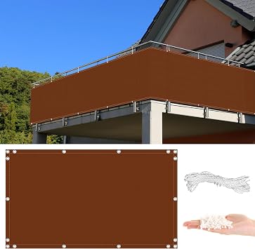 Balcony Privacy Screen 3 x 16 Heavy Duty Privacy Screen Protector Garden Decor Outdoor Fence Privacy Screen with Grommets, Zip Ties Included UV 96% Protection for Patio Railing Shield, Sky Blue