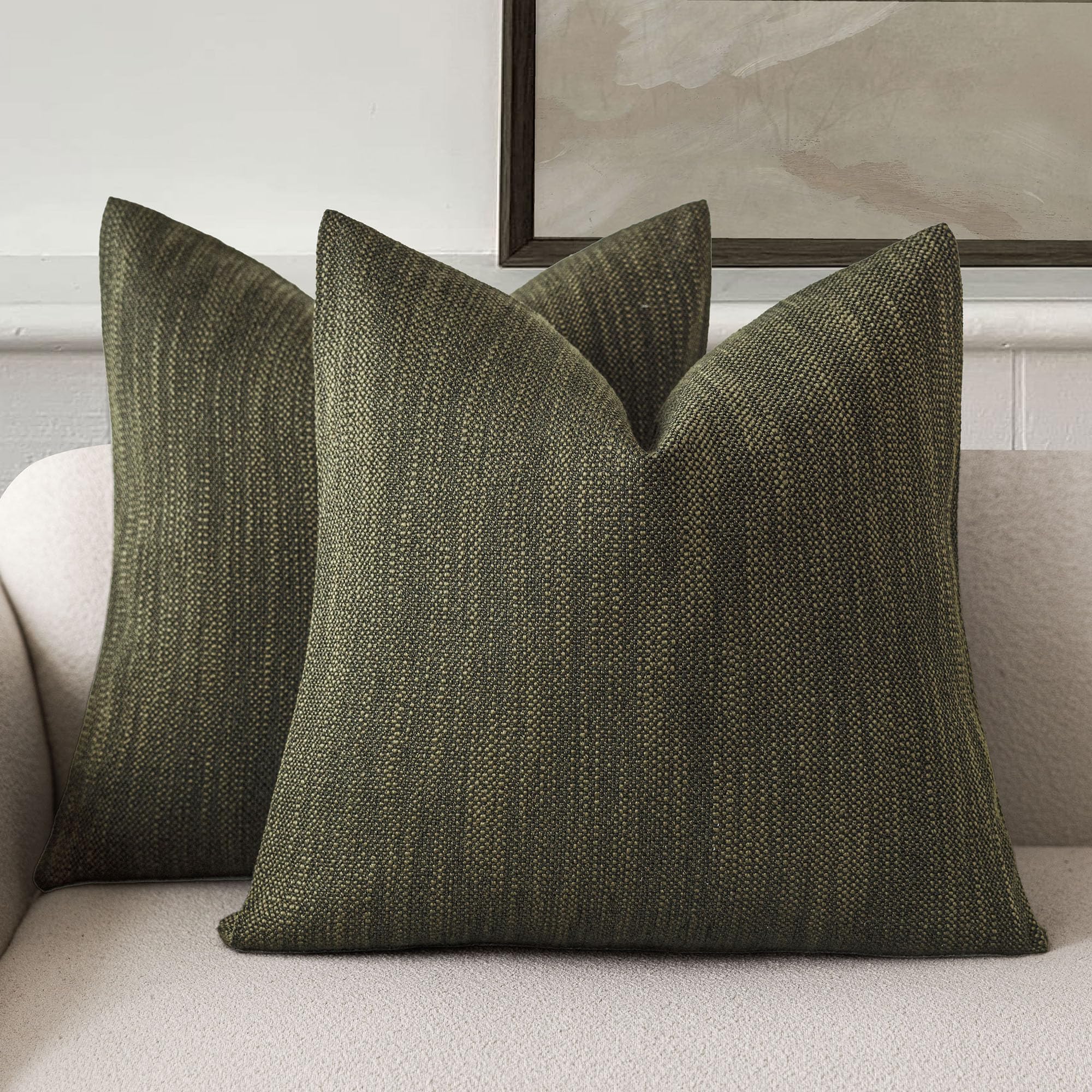 Housses de coussin pour canapé usé : protégez et décorez en lin vert foncé 50x50