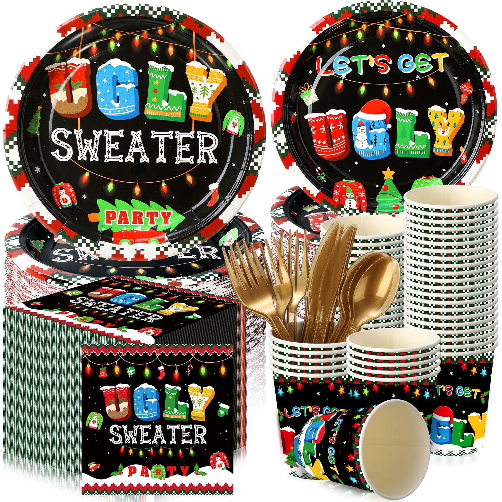 Christmas Party Ugly Sweater Napkins Yaomiao 240 Pcs Ugly Sweater