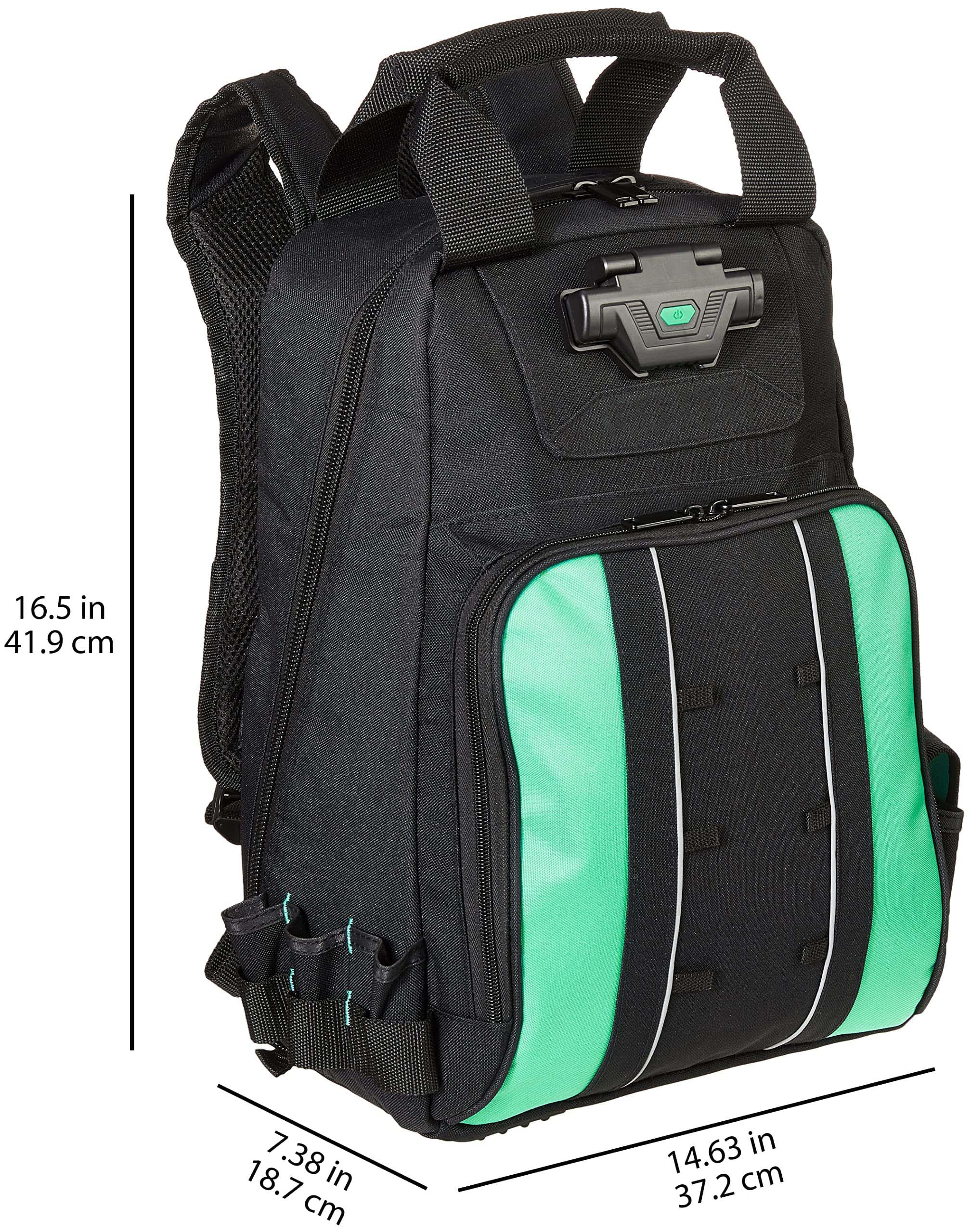 Amazon Basics Zaino, con 55 tasche, porta attrezzi, e illuminazione, Nero