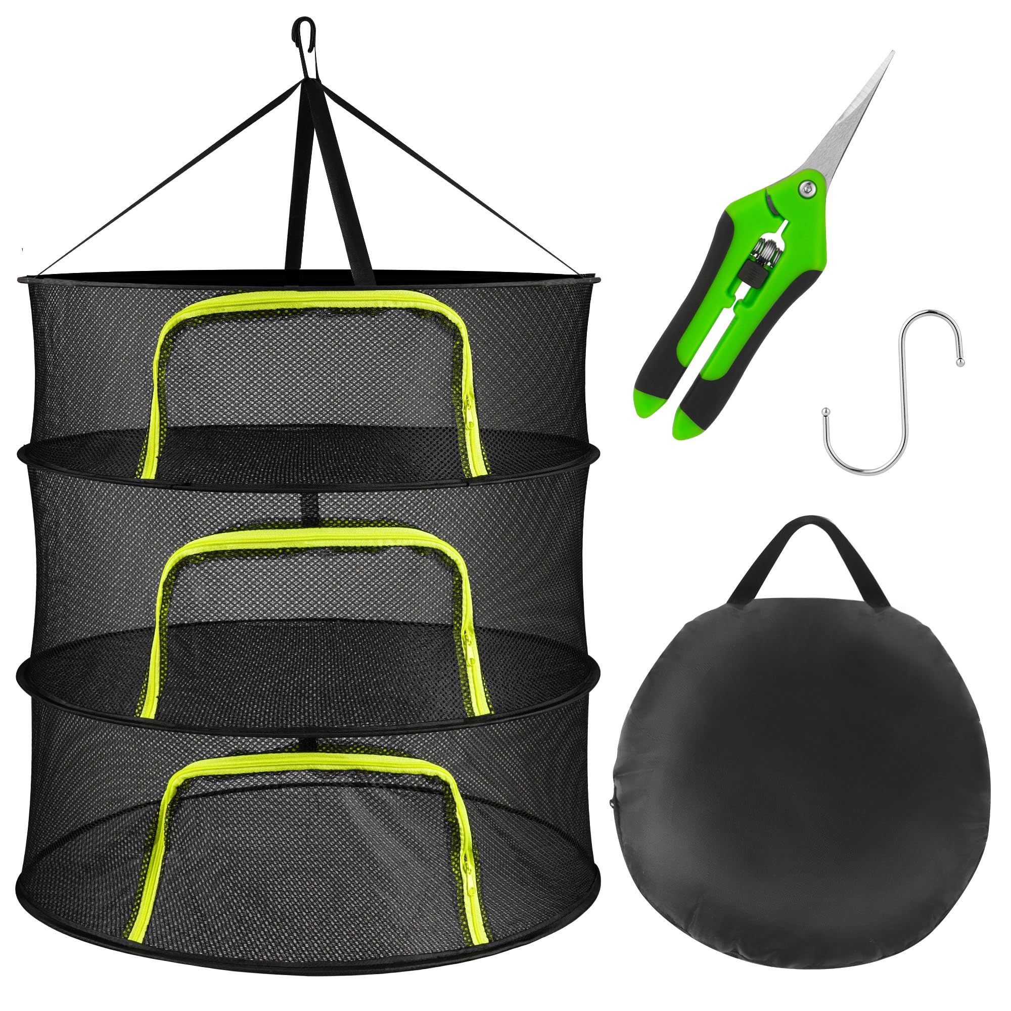 Red de secado de 3 capas, ancho de 60 cm, plegable, para colgar flores secas, pescado, carne