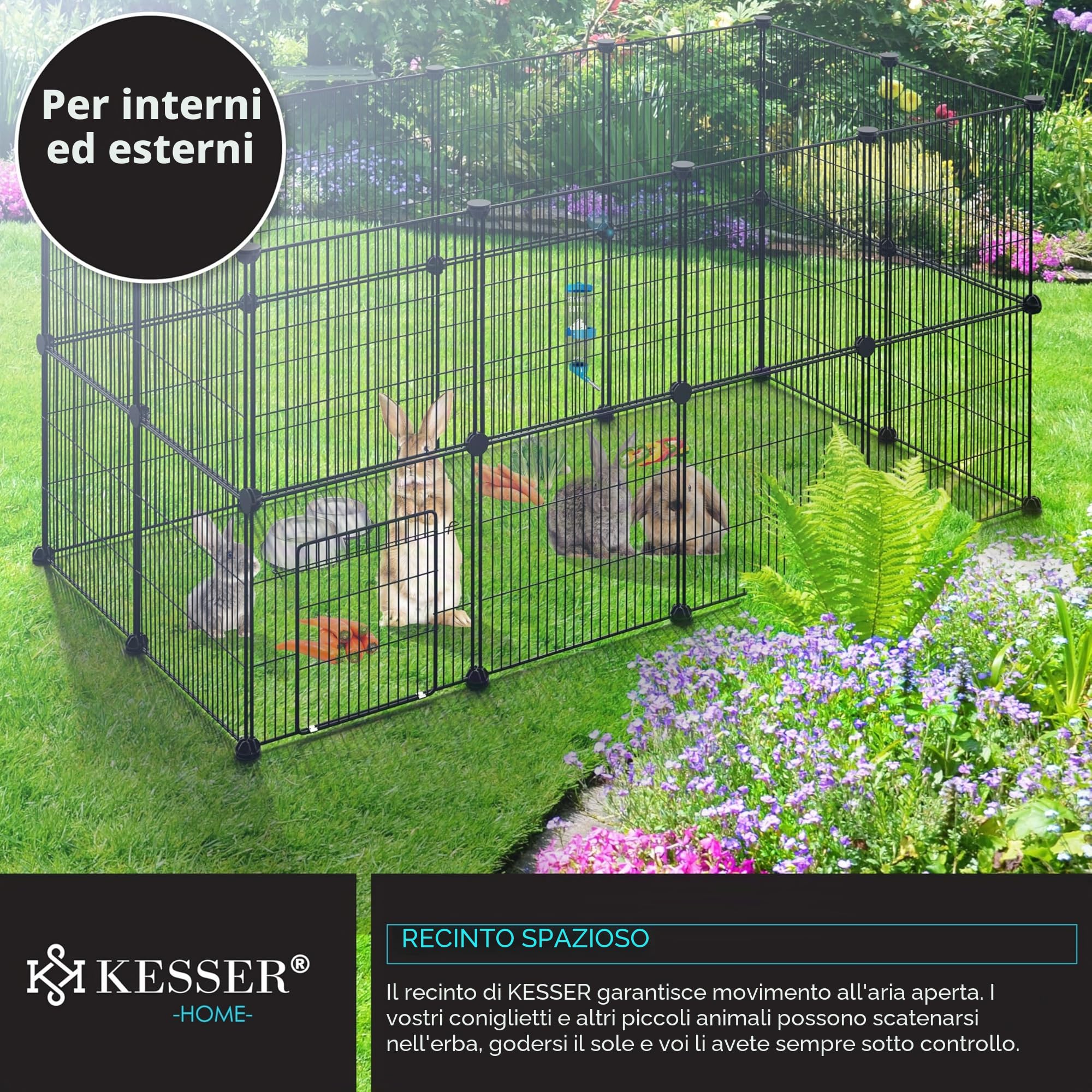 KESSER® Recinto per esterni per conigli in rete metallica XXL con porta - recinzione per piccoli animali - box per porcellini d'India - gabbia per piccoli animali - conigliera per interni ed esterni