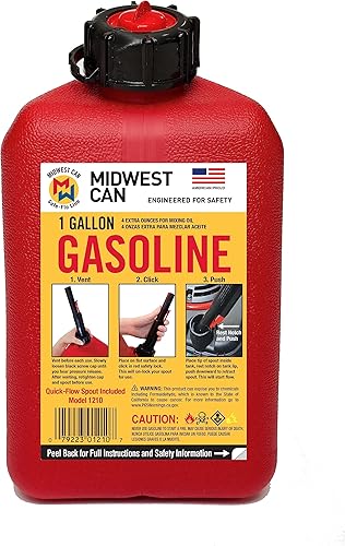 Miniatura 2 de Quick-Flow Spout Midwest Can 1210 - Lata de gasolina de apagado automático, 1 galón