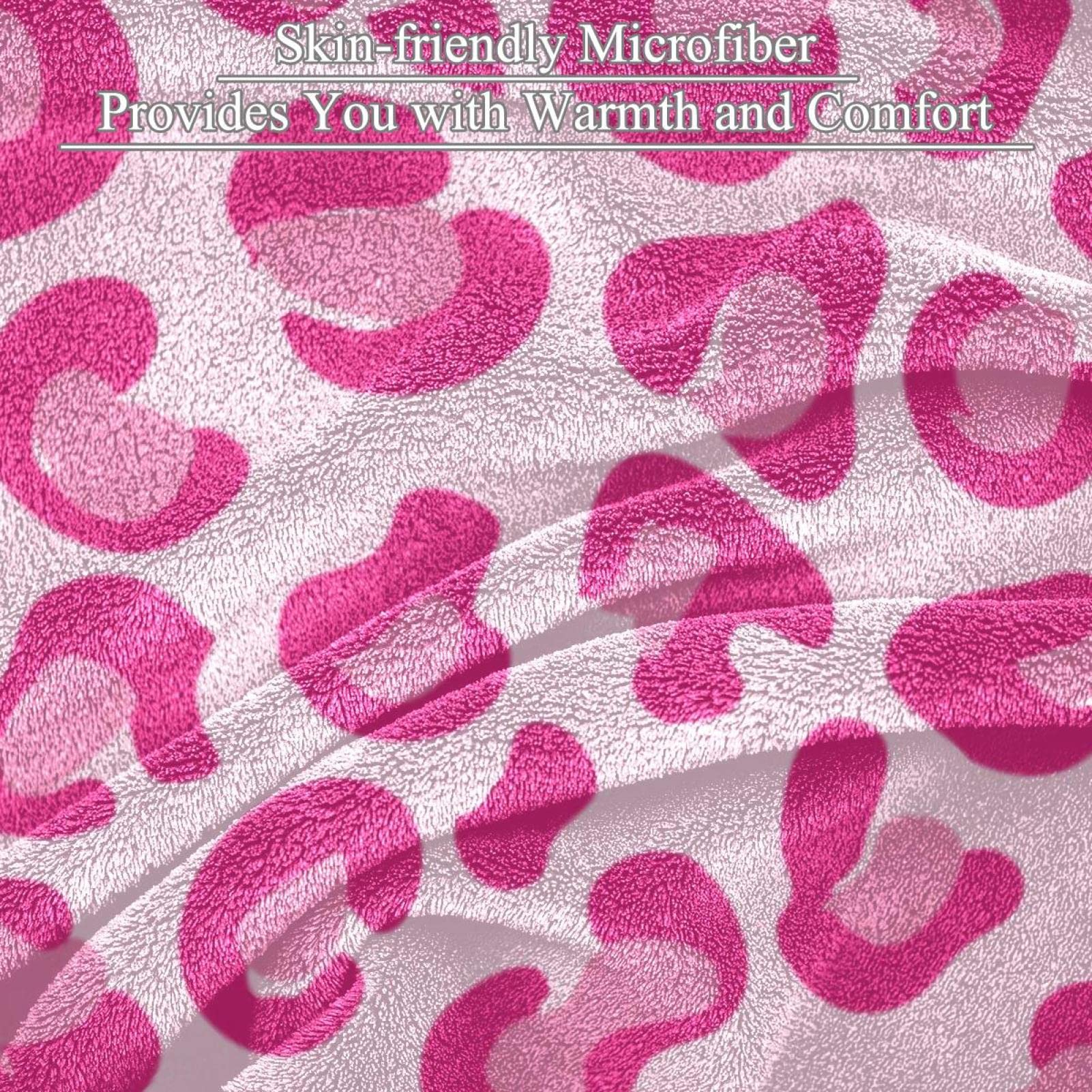 Coperta in pile stampa leopardata rosa modello per divano leggero peluche sfocato