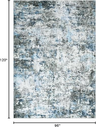 Miniatura 2 de Alfombras de área de 8 x 10, moderno, abstracto, lavable para sala de estar, resistente a las manchas, no desprende pelo, con respaldo