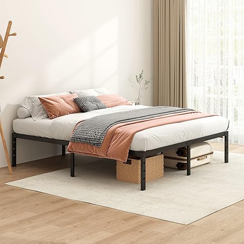Miniatura 4 de HLIPHA Base de cama de plataforma metálica tamaño King con soporte de listones de acero resistente, base de colchón de fácil montaje de 14 pulgadas
