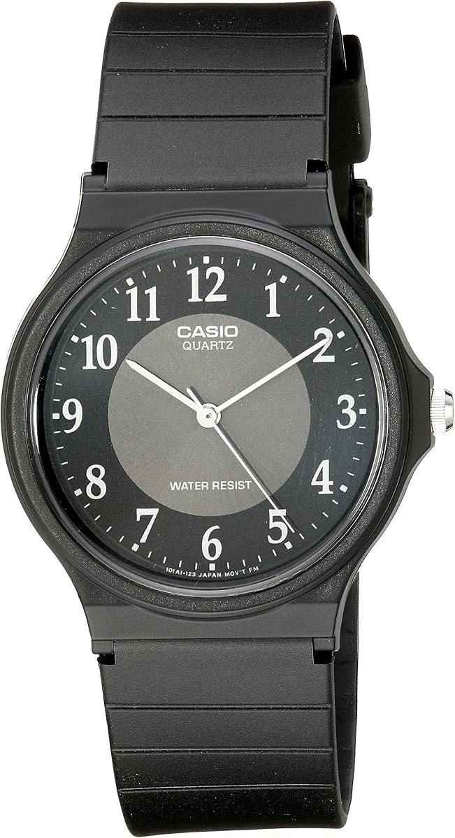 Serie MQ24 | Reloj analógico de cuarzo para hombre | Resistente al agua | Caja de resina | Banda de resina | Vidrio de resina | Analógico de tres manos (HR, Min, SEC) | Diseño clásico de Casio | Batería de 3 años