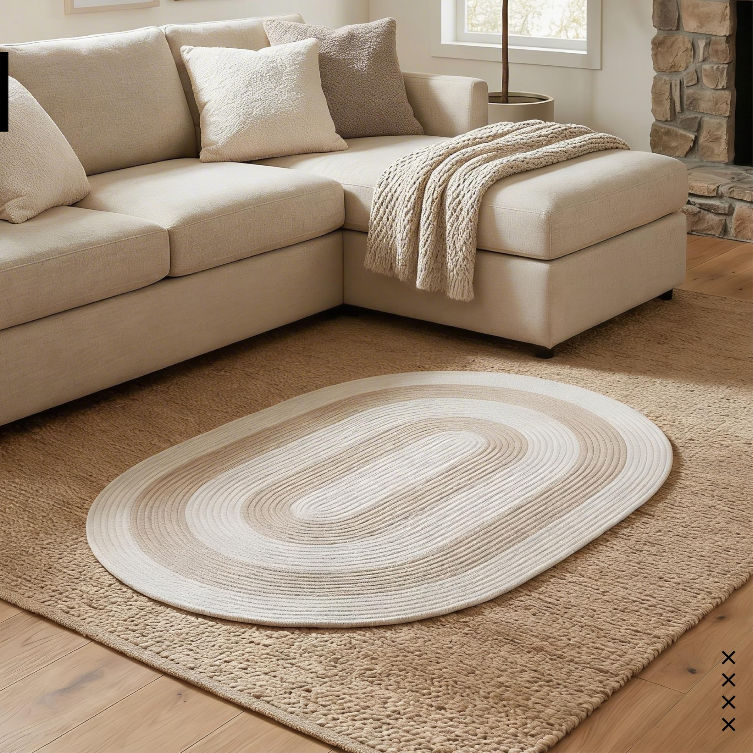 Encasa XO Round Braided Rug - Sage & Off White -12 Encasa XO Round Braided Rug - Sage & Off White -12