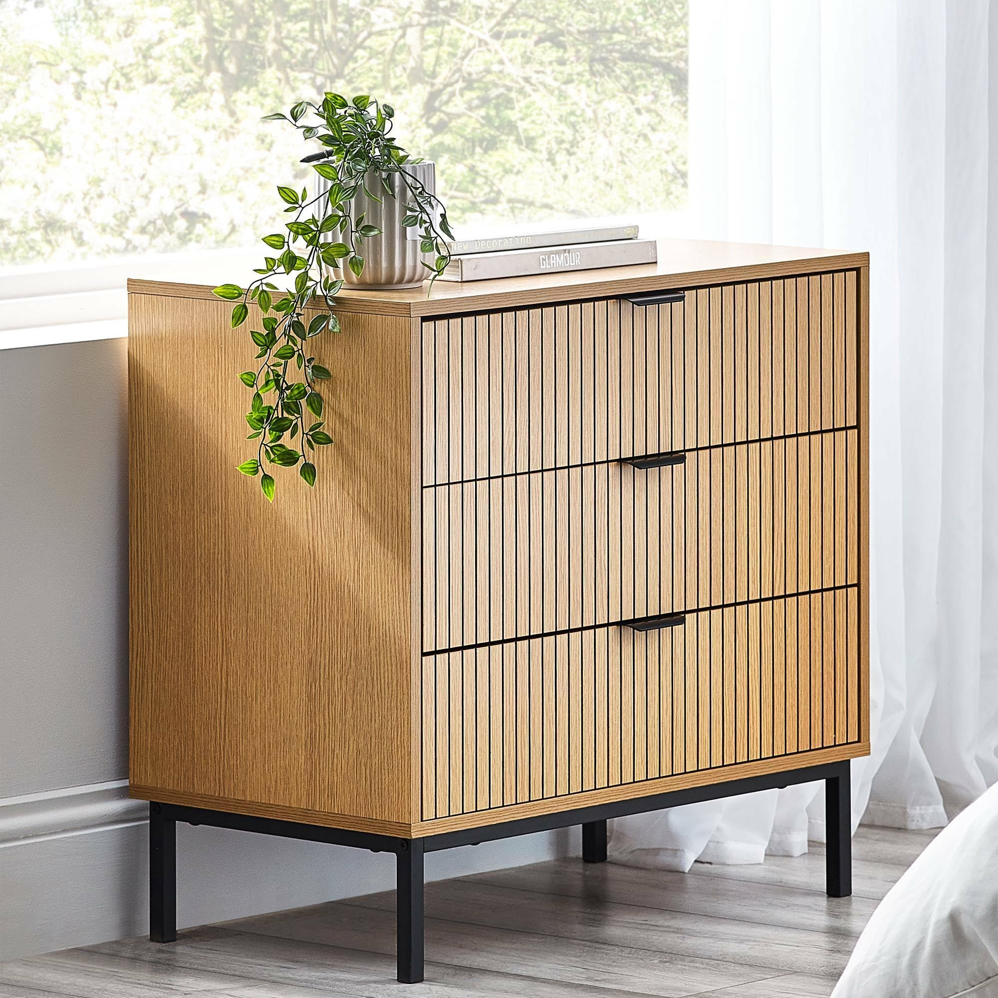 Julian Bowen Sia Oak 3 Drawer Chest of Drawers