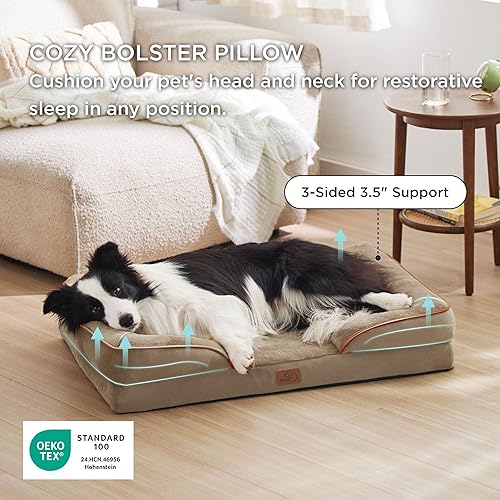 Vista 109 de Bedsure - Cama ortopédica mediana para perros, sofá cama impermeable para perros medianos, espuma de soporte con funda extraíble y lavable, forro