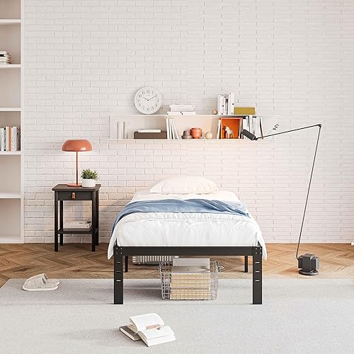 Miniatura 51 de Marco de cama Queen de 18 pulgadas de alto, no necesita somier, plataforma de metal resistente, tamaño Queen para personas pesadas, fácil montaje,