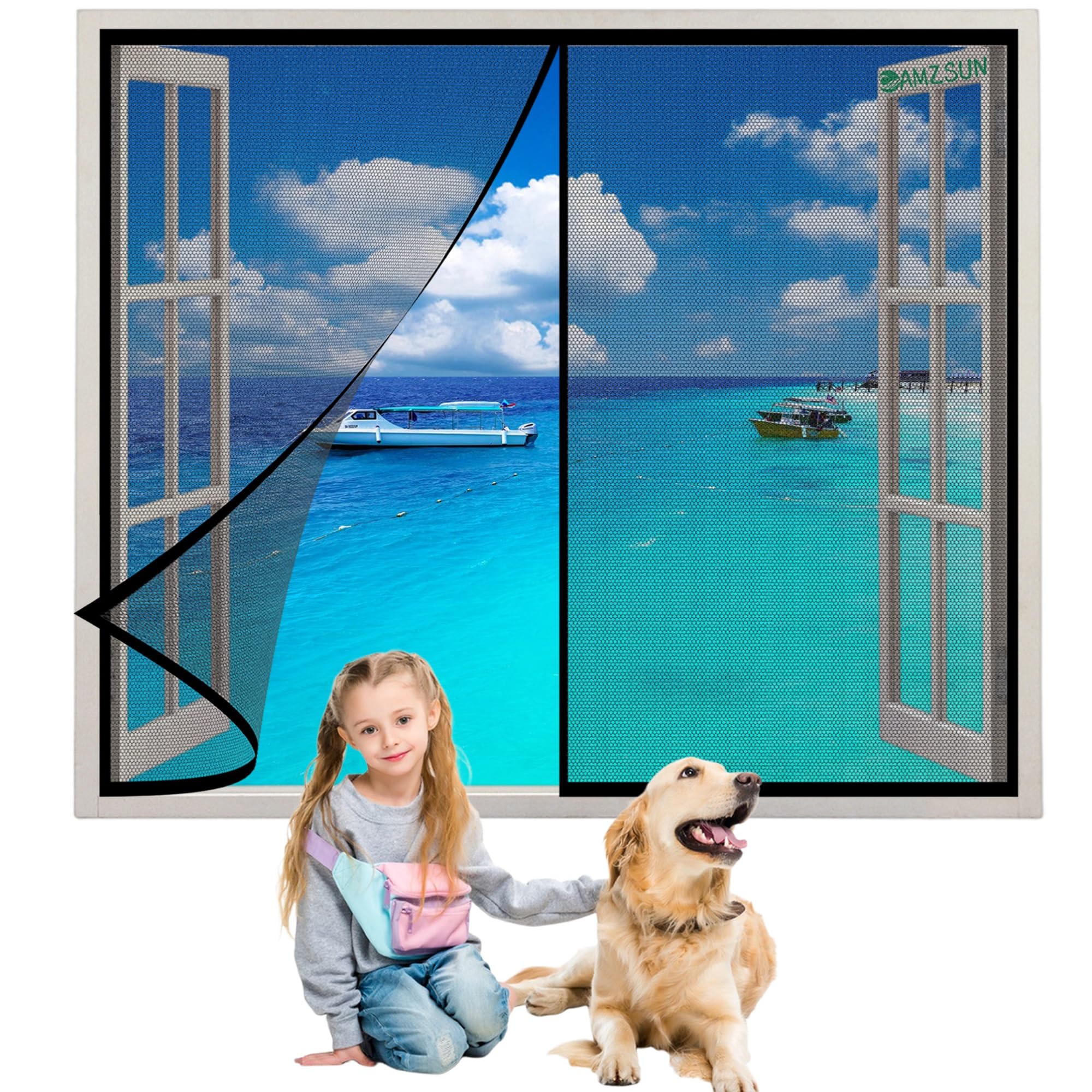 Amzsun Black Magnetic Fly Screen Door Window 75X130cm Insects Curtain Mesh Mosquito Net Shuts Automatically Ultra Seal Easy To Install-For All Kinds Of Window