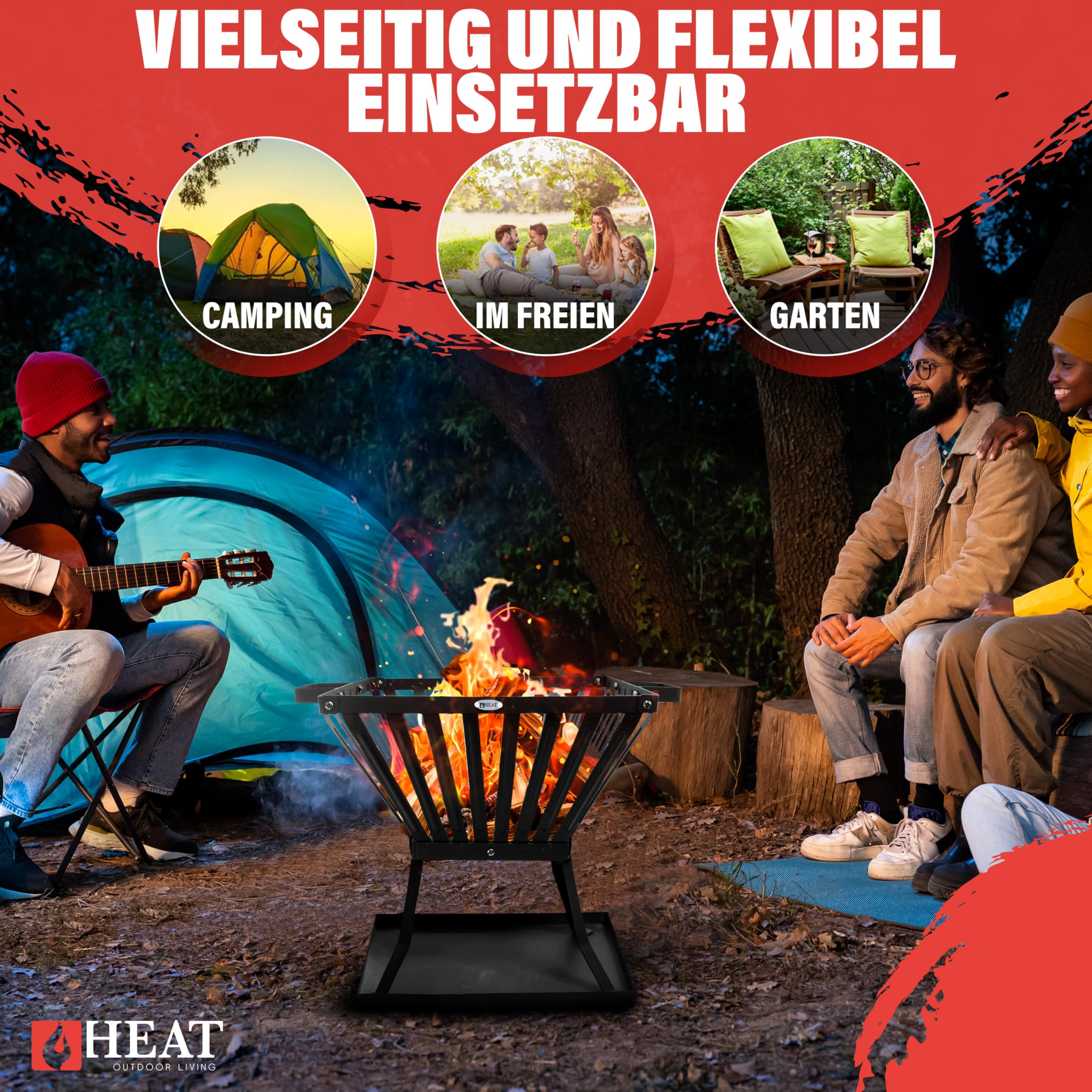 Feuerkorb - Feuerkorb für den Garten - Feuerstelle Outdoor - Feuerschalen & Feuerkörbe - Feuertonne - 40x40x45cm Schwarz