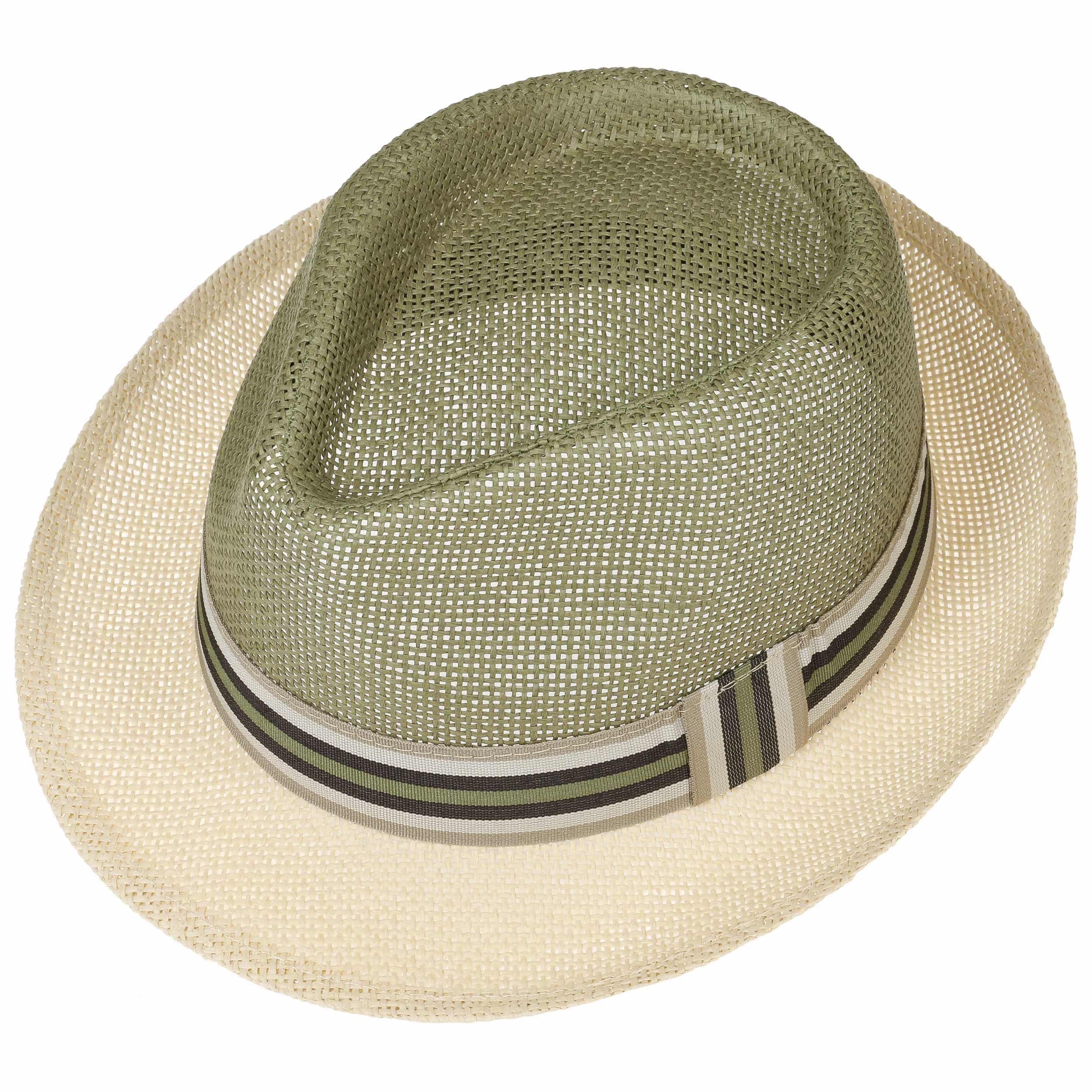Lipodo Twotone Trilby Strohhut Farbverlauf Ripsband Damen Herren Frühling Sommer