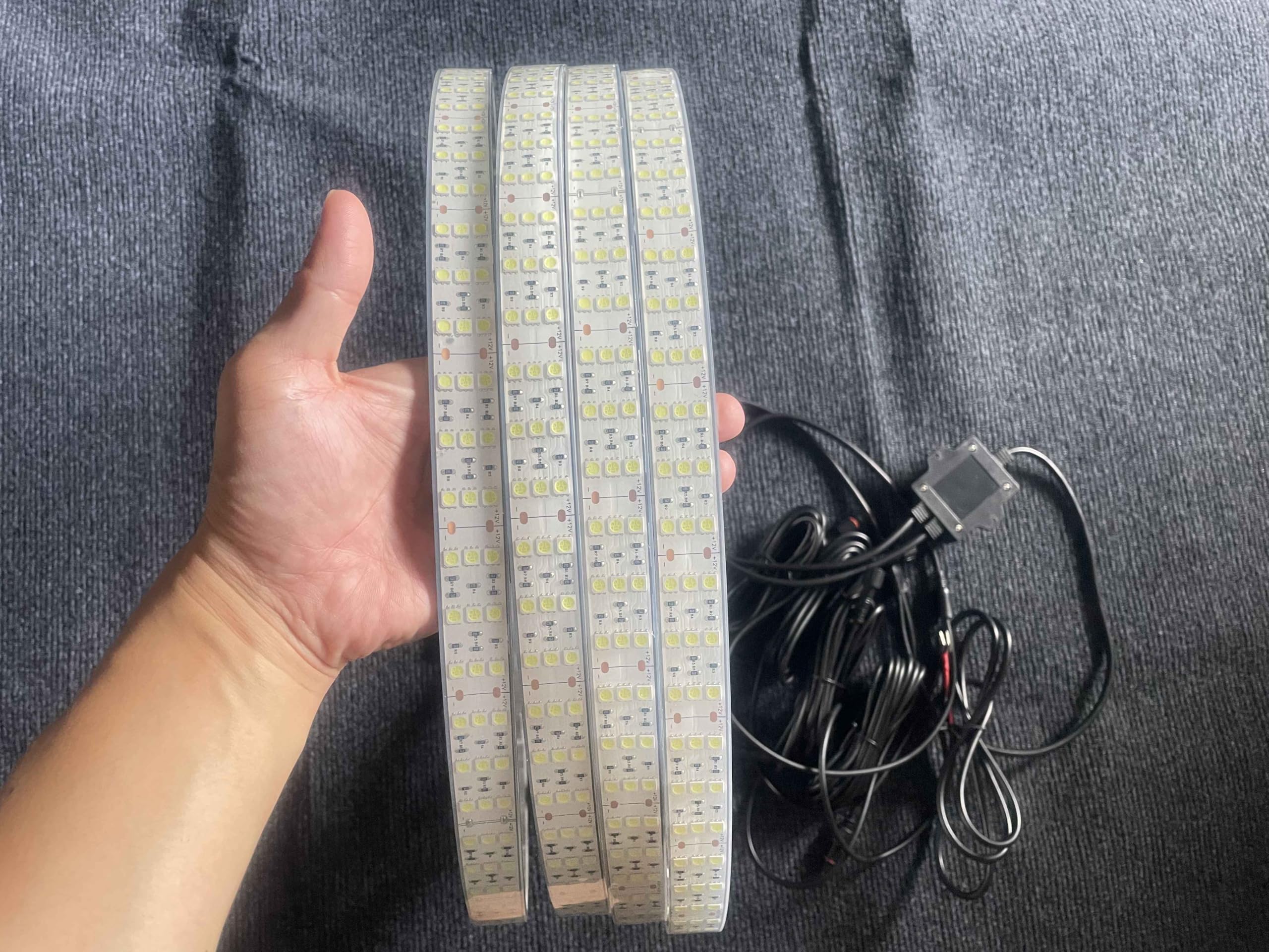 Generic 12PCS 1FT 2FT RGB Dream Color CHASING Flow Series Light Strips Addressable Treble LEDs Triple Rolls Off-Road Lighting Bluetooth Remote for Slingshot (12PCS 1FT Triple Row Light Strips)