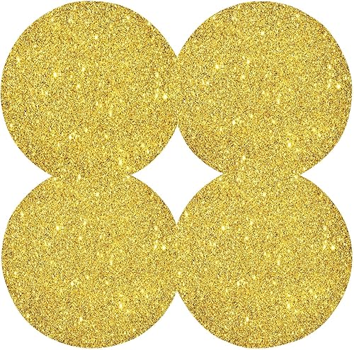 Miniatura 4 de Juego de 4 manteles individuales dorados con purpurina dorada para cocina, lentejuelas con purpurina, manteles individuales para niños, manteles