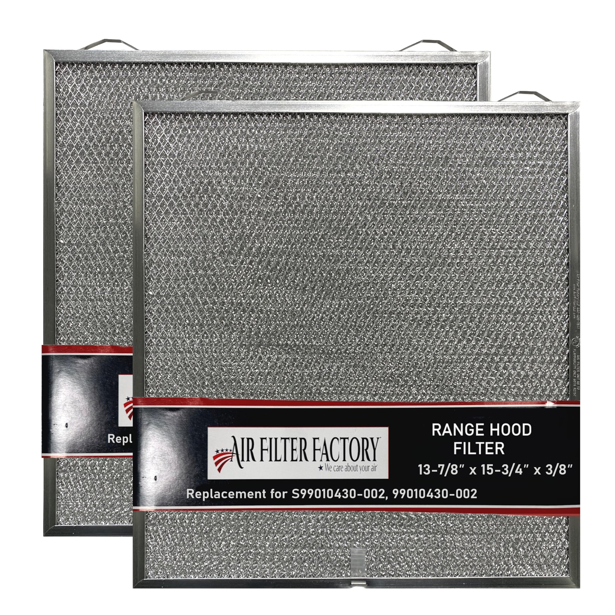 Paquete de 2 filtros de grasa de aluminio compatibles con Broan Nutone S99010430-002, 99010430-002, 4512880