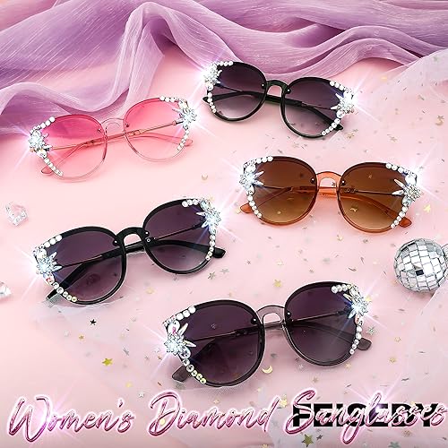 Miniatura 6 de FEISEDY Lentes de sol de diamante para mujer, lentes de sol vintage brillantes con diseño de ojo de gato, lentes degradados de gran tamaño, B2964
