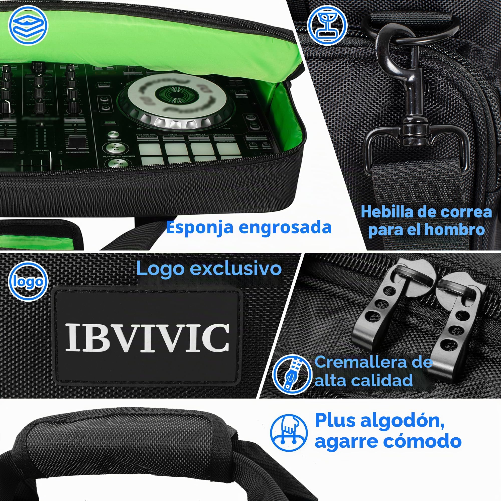 OUUTMEE Bolsa para Controlador DJ, Funda para Controlador DJ, Estuche Protector para DJ con Bandolera, Adecuada para Pioneer DDJ 400 DJ Lite SB 2 3 SB2 DJ RB, Negro, S-50 x 30 x/CM