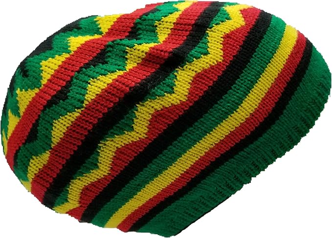 FIREBUN Jamaican-Style Knit Rasta Hat w 