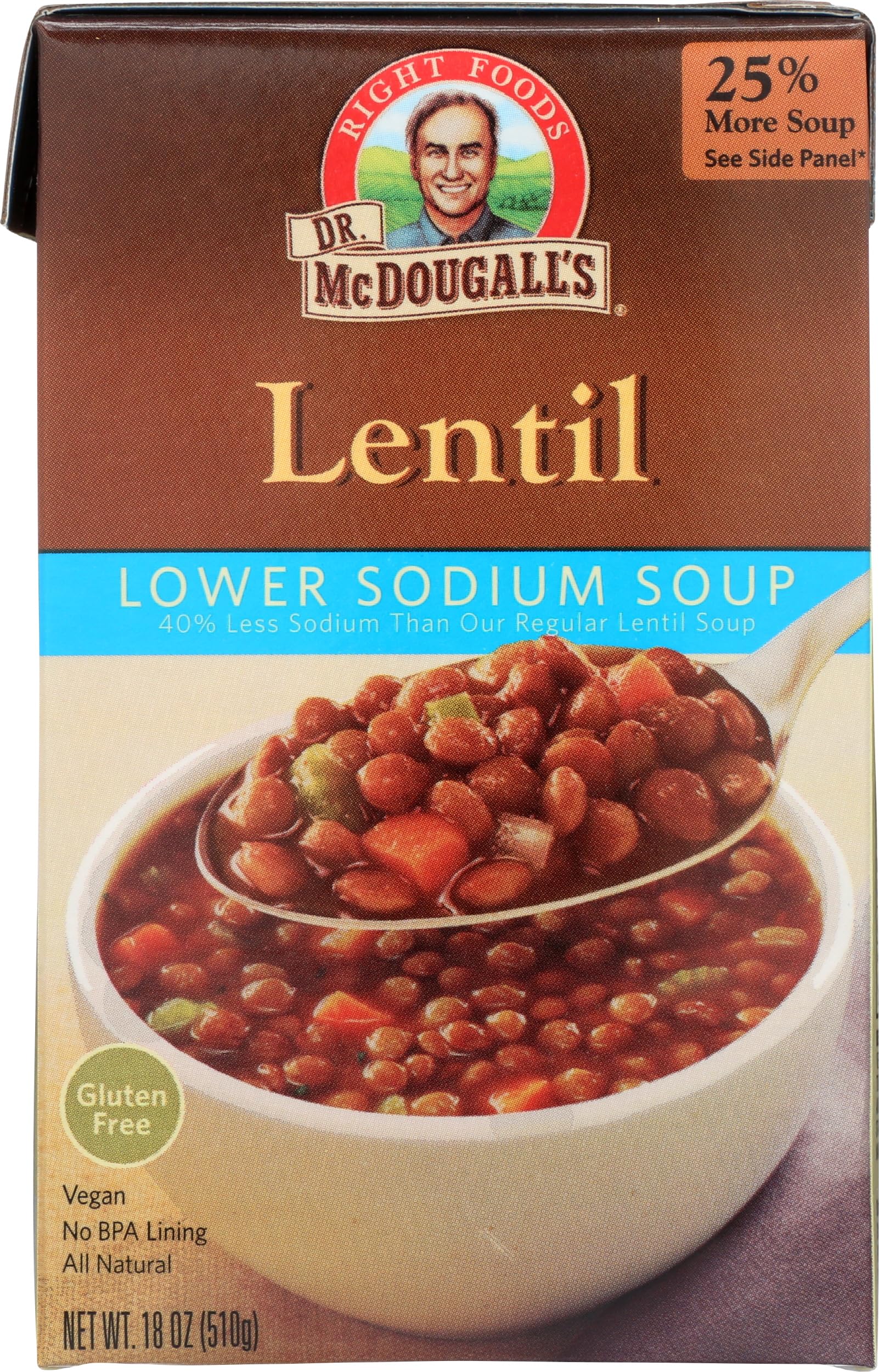 Dr. McDougall's Lentil Ready-To-Serve Soup, Low Sodium, 18.3 oz