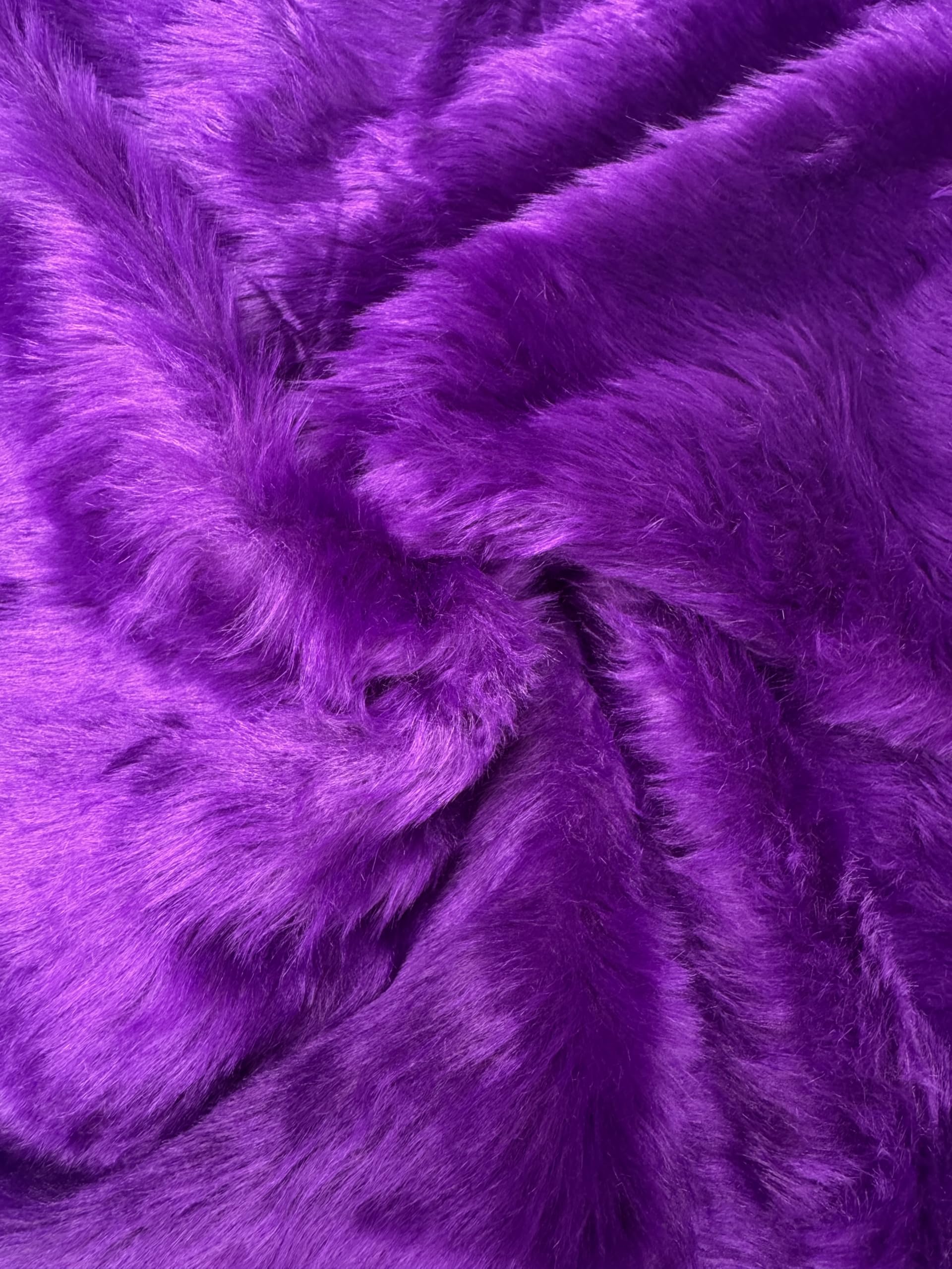 Plain Fun Faux Fur Fabric Material Purple, 1Mtr - 150cmx100cm