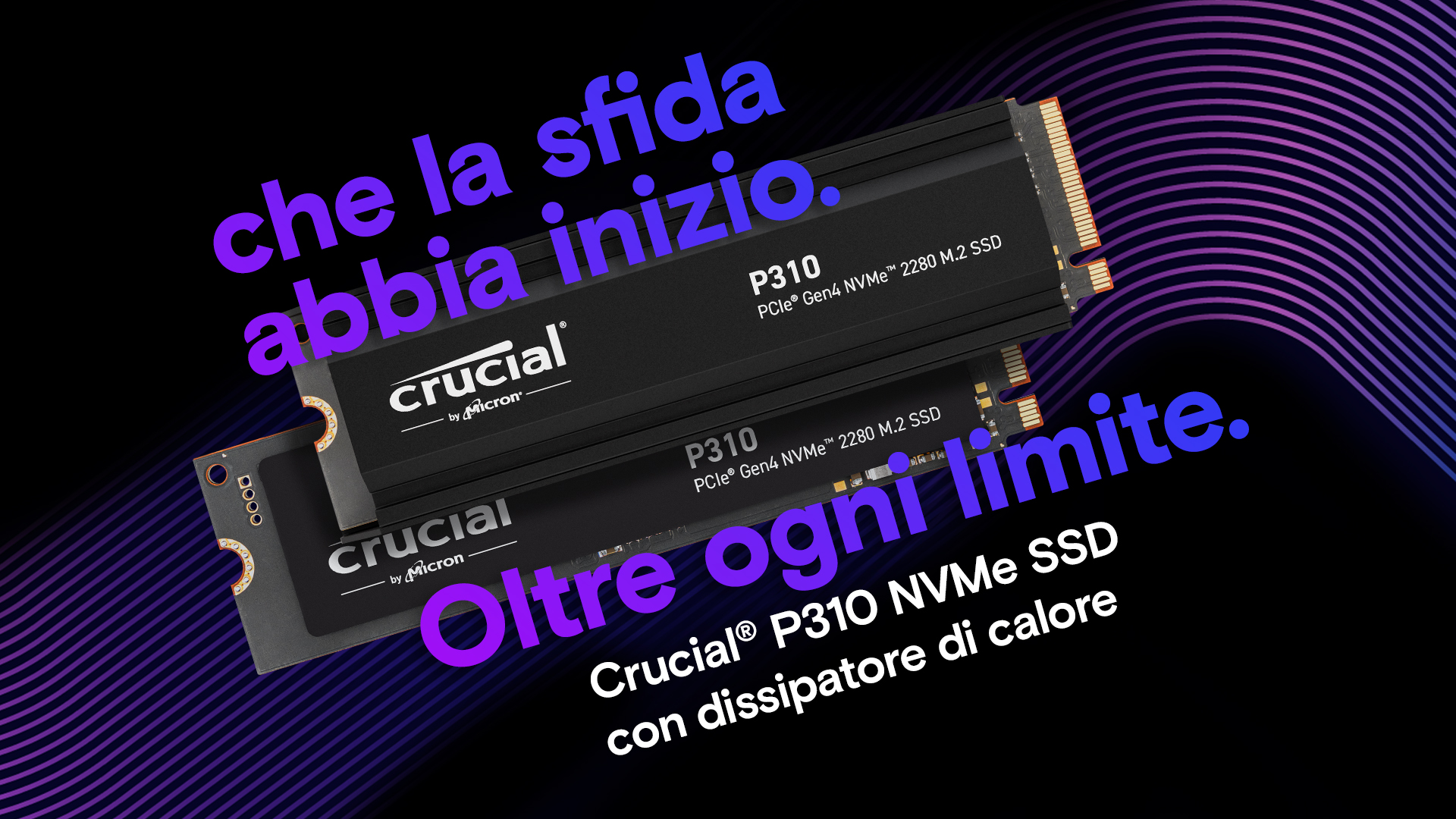 Crucial P310 SSD 1TB PCIe Gen4 NVMe M.2 2280, fino a 7.100 MB/s