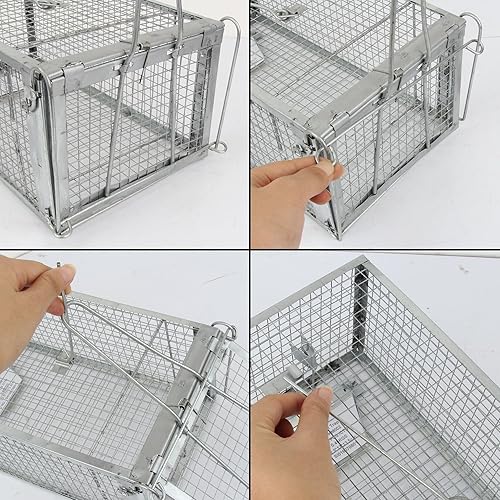 Miniatura 7 de H&amp;B - Trampa para ratas, trampas para ratones, jaula de trampa de animales vivos, 12.76 x 6.6 x 5.2 pulgadas, funciona para interiores y exteriores,