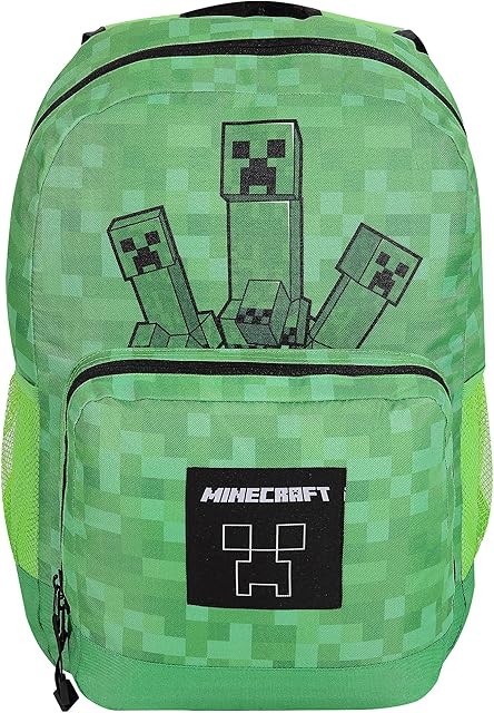 Minecraft Three Creepers Backpack, Kids, One Size, Green / Black, Official Merchandise