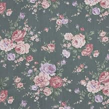 Vintage Rose Floral Print Cotton Fabric by The Yard, 100% Soft Cotton Quilting Fabric Material for Sewing Curtain Dress, Craft DIY, Embroidery, Upholstery, Home Decor, Muted Sage Green