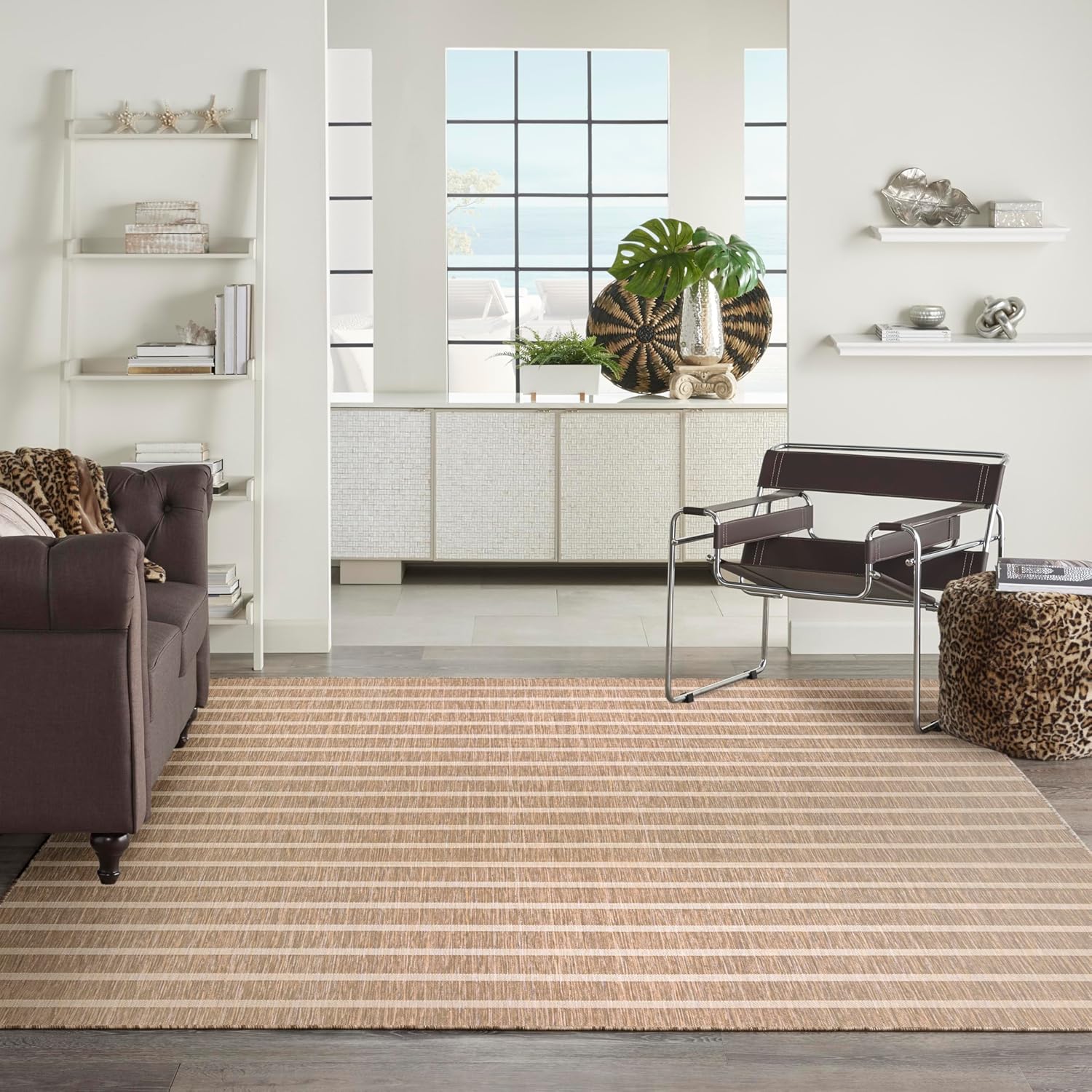 Nourison Home Positano Beige Ivory 9' x 12' Area Rug - Easy Clean, Non Shedding, Bed Room, Living Room, Dining Room, Kitchen (9' x 12')