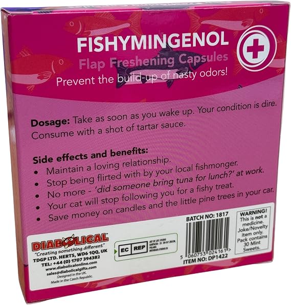 Diabolical DP1422 Fishymingenol - Rude Secret Santa Gifts for Women Under 10 Pounds, Funny Offensive Gifts, Silly Stocking Fillers for Women, Rude Gifts for Girlfriend (Mints Included)