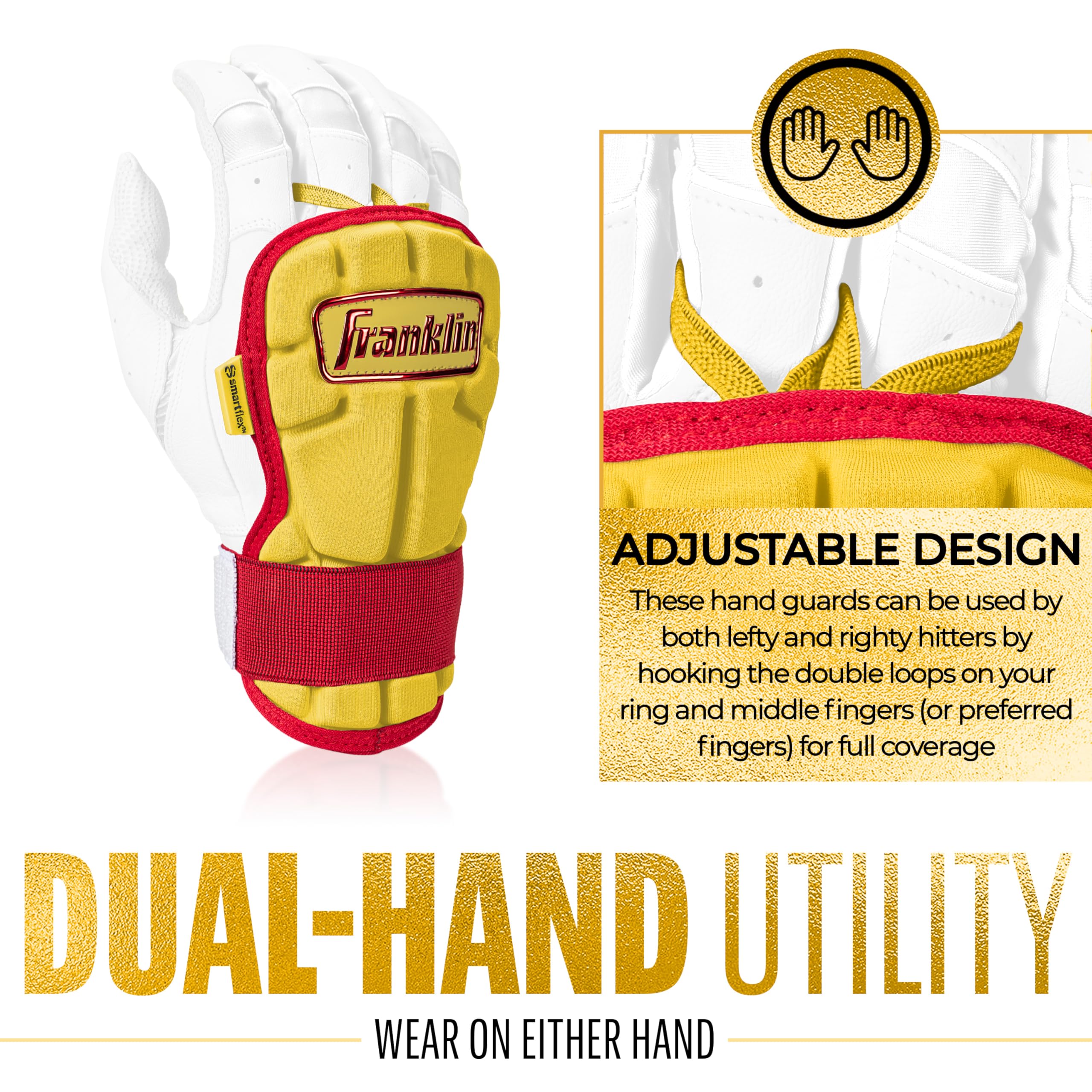 Franklin Sports PRT LG Series - Protector de Mano y muñeca de béisbol para bateadores de Mano Derecha e Izquierda, Talla única, Adulto