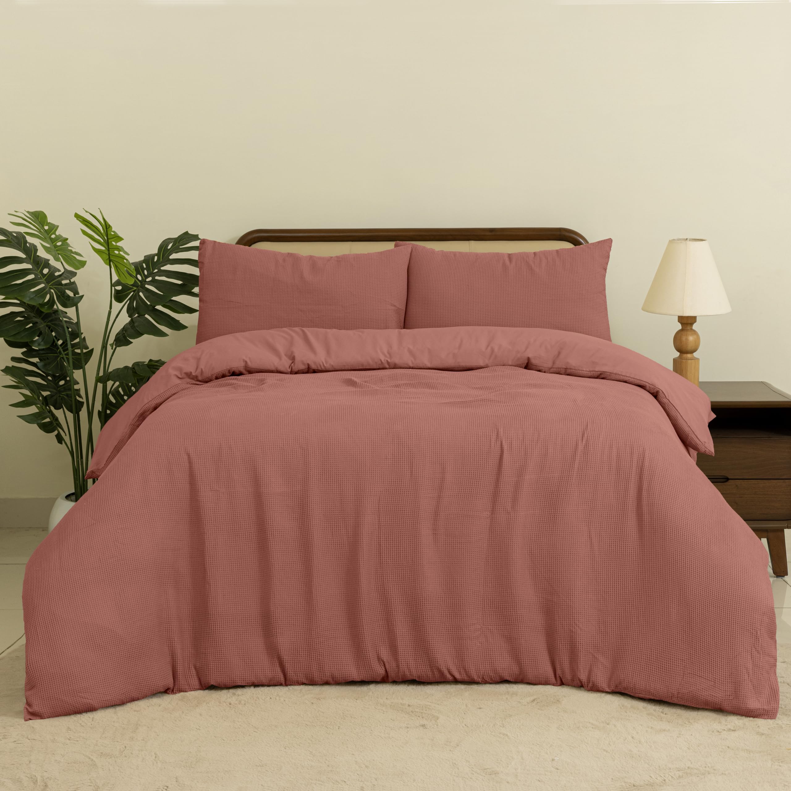MHG Living Waffle Single Duvet Cover Set,Cotton Blend,Soft & Breathable